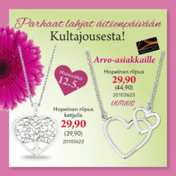 Kultajousesta löydät lahjaideat äidille. Tervetuloa.