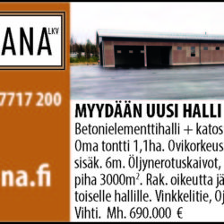 Myynnissä uusi halli