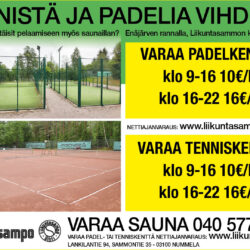 Padel ja tennis kentät odottavat pelaajia